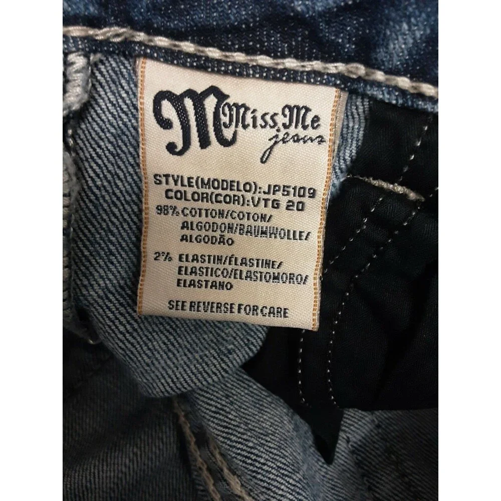 Miss Me Jeans Skinny Slim Fleur De lis Rhinestone Denim JP5109SK-2 Sz 27